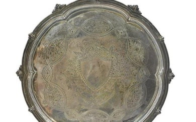 A Victorian silver salver, mark of Mappin & Webb, Sheffield 1897, of circular form with scalloped
