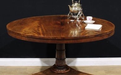 A William IV mahogany centre table, circular tilting top, tu...