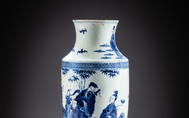A blue and white 'Eight Immortals' vase, Qing dynasty, 19th...