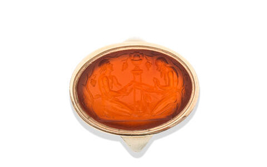A carnelian intaglio of two males, 18th-19th century