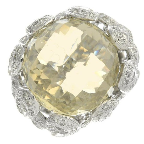 A citrine and diamond dress ring.Citrine weight