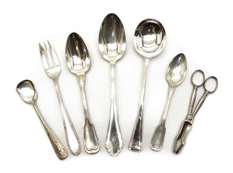 A collection of continental silver flatware