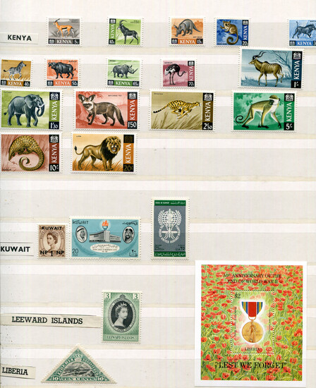 A collection of world mint stamps in five albums, including Ascension 1956 to 10 shillings, Australi
