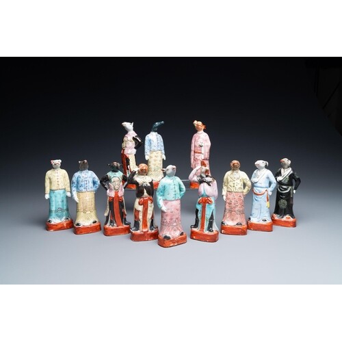 A complete set of twelve Chinese famille rose zodiac figures...