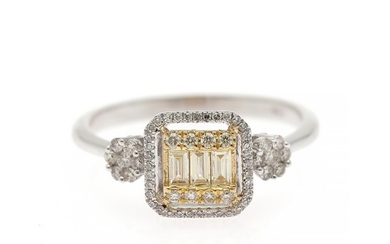 A diamond ring set with numerous diamonds weighing a total of app. 0.36 ct., mounted in 18k gold and white gold. Size 54.