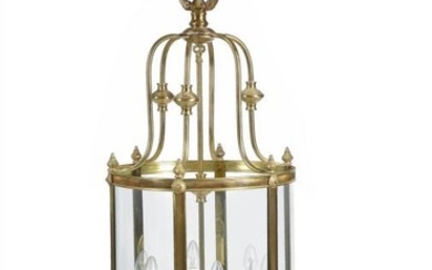 A gilt brass and glazed cylindrical hall lantern in Louis XVI taste, 20th century