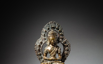 A gilt-bronze figure of Amitayus, Qing dynasty, Qianlong period | 清乾隆 鎏金銅無量壽佛坐像