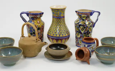 A group of earthenware, 20th century, to include an Italian majolica lustre...