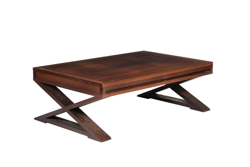 A hardwood coffee table