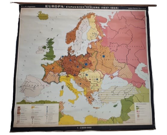 A huge map - Europe occupied by Hitler - markings of places of extermination of the Jews