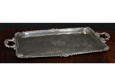 A large George IV Irish silver rounded rectangular tray, of ...
