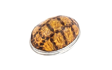 A late 18th / early 19th century unmarked silver mounted terrapin snuff box, possibly Scottish circa 1800