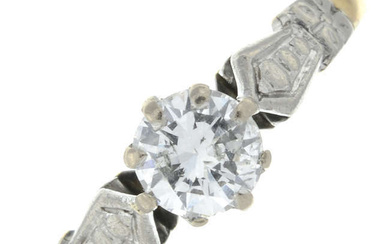 A mid 20th century 18ct gold brilliant-cut diamond single-stone ring.