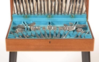 A near-complete mid 20th Century stainless steel cutlery and flatware service.