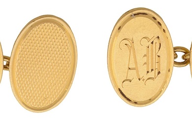 A pair of 18ct gold oval cufflinks