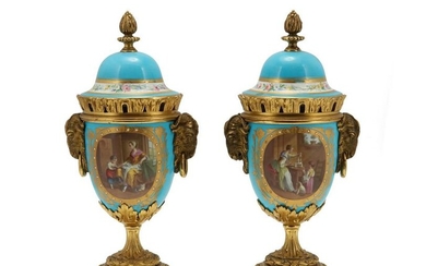 A pair of Sevres-style urns