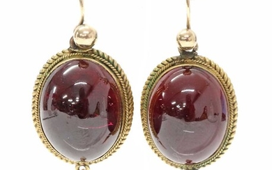 A pair of Victorian garnet drop earrings