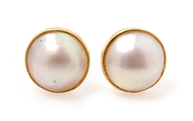 A pair of mabe pearl earrings
