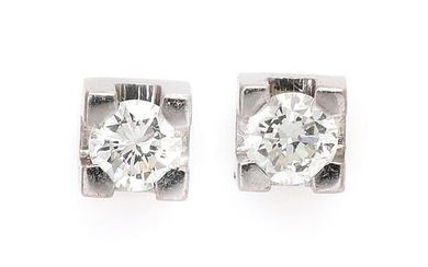 SOLD. A pair of solitaire diamond ear studs each set with a brilliant-cut diamond, weighing a total of app. 0.22 ct., mounted in 14k white gold. (2) – Bruun Rasmussen Auctioneers of Fine Art