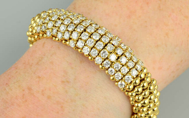 A pave-set diamond and bead bracelet, attributed to Sabbadini.