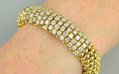 A pave-set diamond and bead bracelet, attributed to