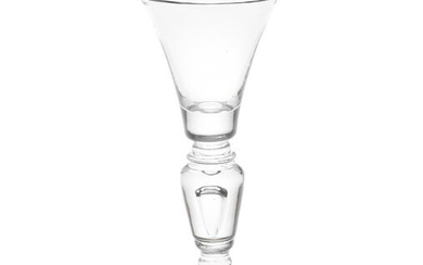 A rare cylinder-knopped baluster wine glass, circa 1710-20