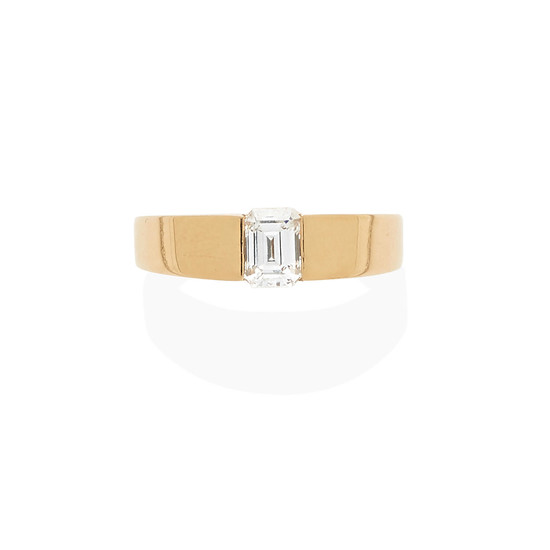 A rose gold and diamond solitaire ring