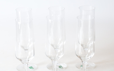 A set of 6 champagne glasses, Orrefors.