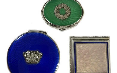 A trio of enamelled silver boxes