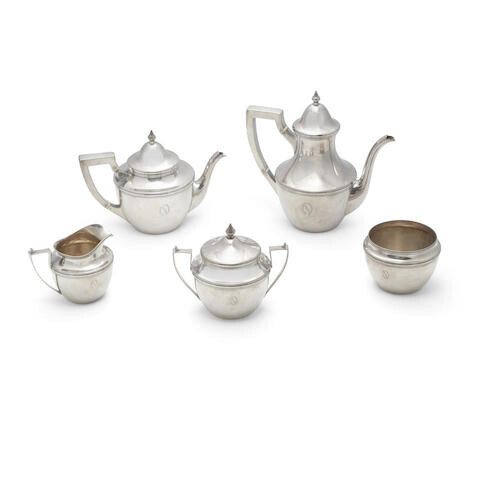 AN AMERICAN STERLING SILVER FIVE-PIECE TEA AND COFFEE SERVICE