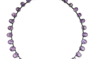 AN ANTIQUE AMETHYST RIVIERE NECKLACE, EARLY 20TH