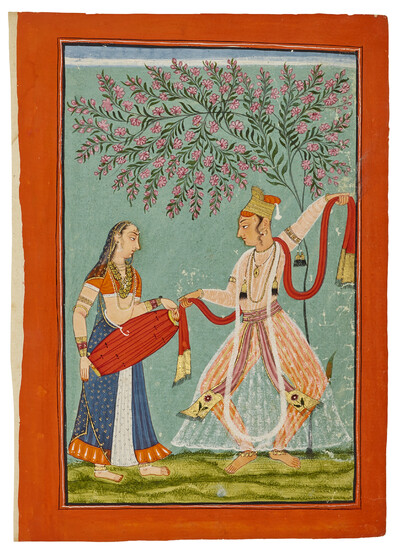 AN ILLUSTRATION FROM A RAGAMALA SERIES: RAGA VANGALA BHAIRAVA PUTRA INDIA, PUNJAB HILLS, CHAMBA OR BILASPUR, CIRCA 1690-1700