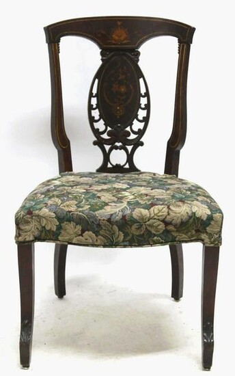 ANTIQUE ENGLISH MOTHER OF PEARL INLAID SIDE CHAIR