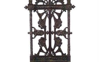 ATTRIBUTED TO CHRISTOPHER DRESSER FOR COALBROOKDALE, A PATINATED CAST IRON HALL CHAIR, LATE 19TH C