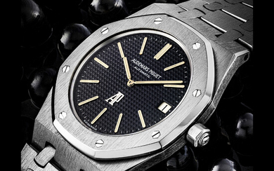 AUDEMARS PIGUET. A RARE STAINLESS STEEL AUTOMATIC WRISTWATCH WITH DATE AND BRACELET ROYAL OAK MODEL “A SERIES”, REF. 5402