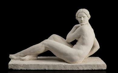 AUGUST MAILLARD (Paris, 1864-Neuilly-sur-Seine, France, 1944). "Seated woman". Plaster. Without