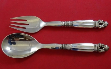 Acorn by Georg Jensen Sterling Silver Salad Serving Set 2pc AS HH GI Mark 8 1/2"