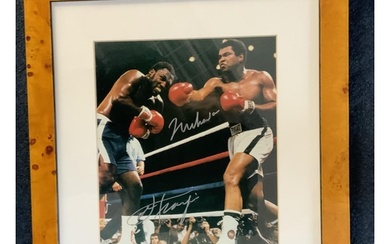 Ali + Frazier Signed Framed Boxing Photo: Thriller in Manila...
