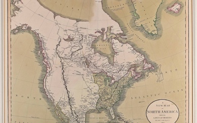 [Amérique]. "Une nouvelle carte de l'Amérique du Nord. Carte manuscrite de J. CARY, 46,3x52 cm,...