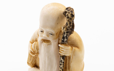 An Antique Japanese Carved Ivory Netsuke of Jurajon