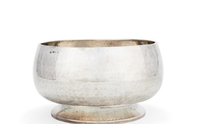 An Italian hammered silver coloured large punch bowl by Brandimarte