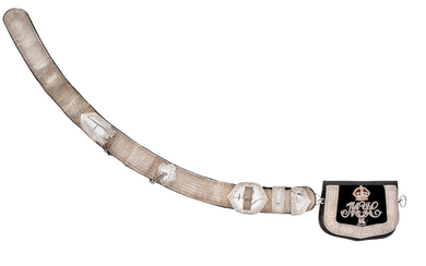 An Officer's Embroidered Flap Pouch, Silver-Mounted Belt And Foul Weather Cover To The Montgomeryshire Yeomanry Cavalry, The Pouch Post 1901, The Belt Mounts With London Silver Hallmarks For 1901, Maker's Mark B.W.L.