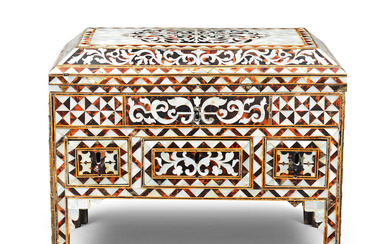 An Ottoman mother-of-pearl and tortoiseshell-inlaid casket Turkey, 19th Century