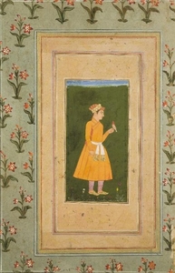 An album page: A Mughal youth with...