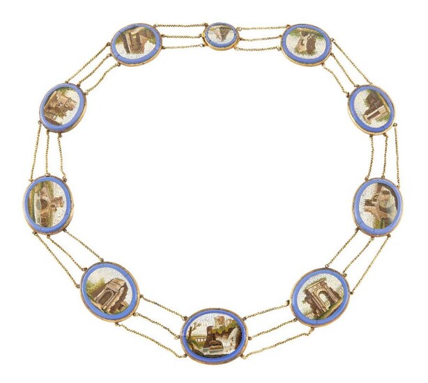An early 19th century Italian micromosaic necklace,...