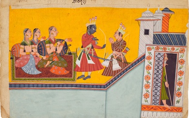 An illustration from the 'Shangri' Ramayana, Style II: Rama tells...