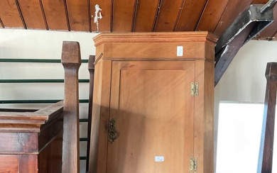 An old pine hanging corner cupboard with H hinges.Condition Report...