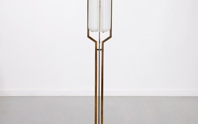 Angelo Lelli for Arredoluce, rare brass floor lamp