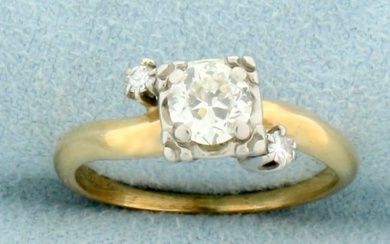 Antique 1/2ct Old European Cut Diamond Ring in 14K Yellow and White Gold