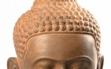 Antique 18th Century Thai Dvaravati Stone Buddha Head